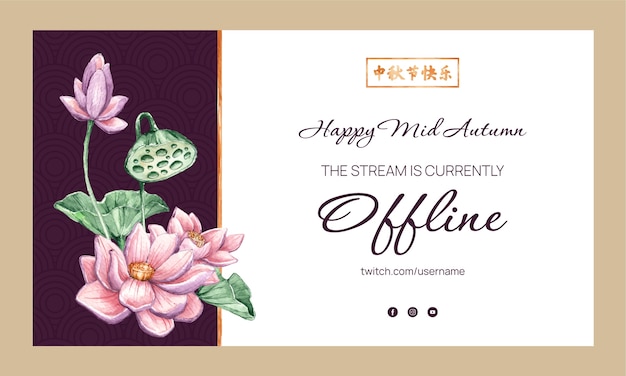 Free vector twitch background template for chinese mid-autumn festival celebration