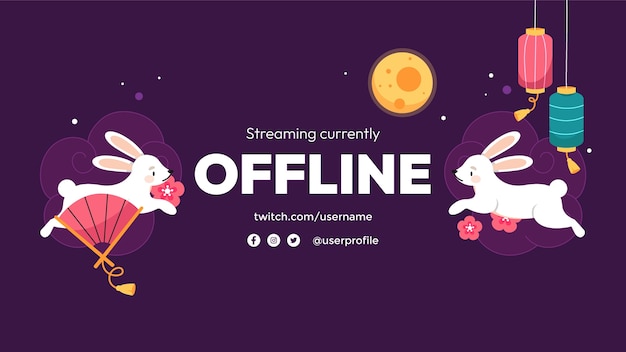 Free vector twitch background template for chinese mid-autumn festival celebration