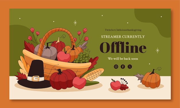 Vettore gratuito sfondo twitch per la celebrazione del ringraziamento