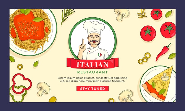 Vettore gratuito sfondo di contrazione per il ristorante di cucina italiana tradizionale