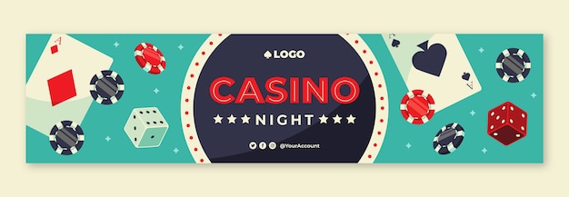 Free vector twitch banner template for casino experience and gambling