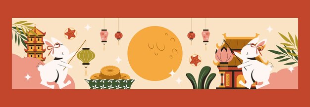 Twitch banner template for chinese mid-autumn festival celebration