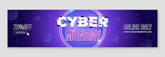 Vettore gratuito modello di banner twitch per la vendita del cyber monday