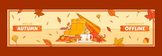 Бесплатное векторное изображение Шаблон баннера twitch для празднования осеннего сезона