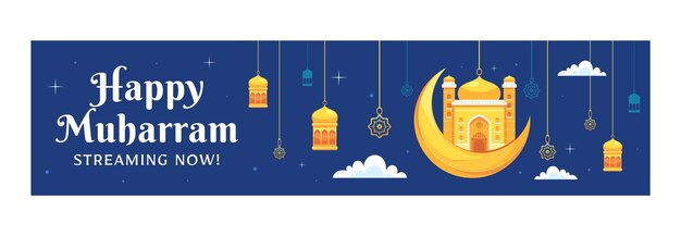 Twitch banner template for islamic new year celebration