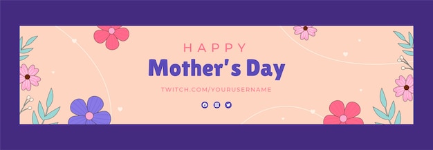 Free vector twitch banner template for mother's day celebration