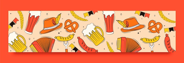 Free vector twitch banner template for oktoberfest beer festival celebration