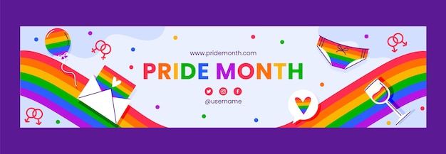 Free vector twitch banner template for pride month celebration