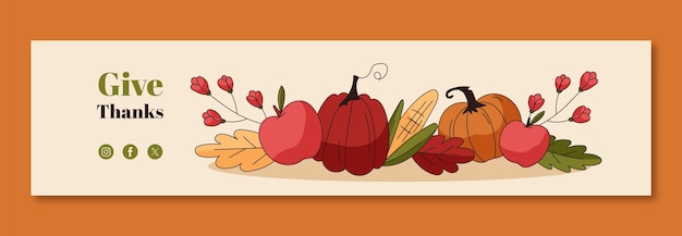 Free vector twitch banner template for thanksgiving celebration