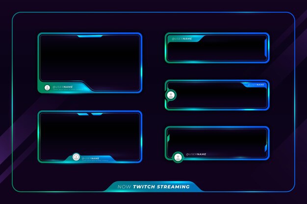 ライブストリームテンプレート用のtwitchパネルコレクション プレミアムベクター