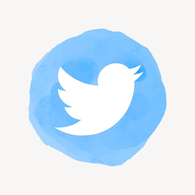 Twitter app icon vector with a watercolor graphic effect. 21 JULY 2021 - BANGKOK, THAILAND