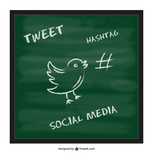 Free vector twitter hashtag chalkboard template