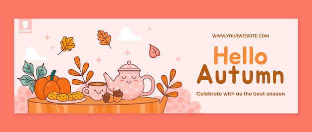 Free vector twitter header template for autumn season celebration