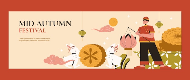 Twitter header template for chinese mid-autumn festival celebration