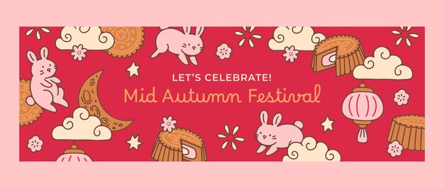 Twitter header template for chinese mid-autumn festival celebration