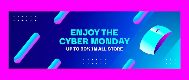 Vettore gratuito modello di intestazione di twitter per la vendita del cyber monday