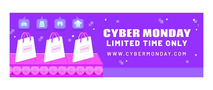Free Vector twitter header template for cyber monday sale