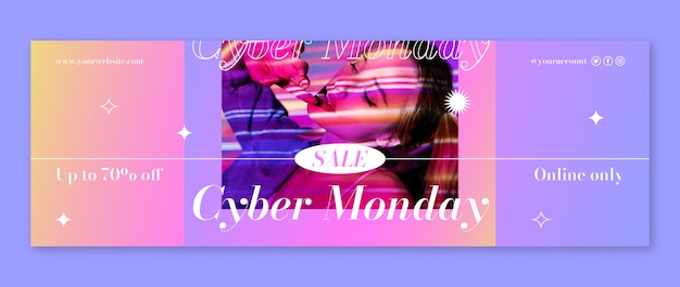 Vettore gratuito modello di intestazione di twitter per il cyber monday