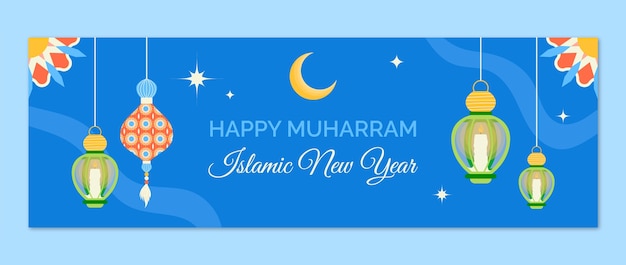 Modello di intestazione di twitter per la celebrazione del capodanno islamico