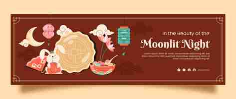 Free vector twitter header template for mid-autumn festival celebration