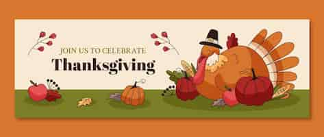 Free vector twitter header template for thanksgiving celebration