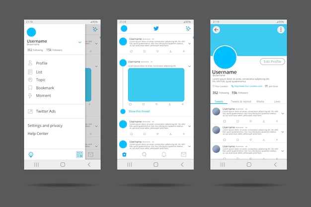 Free vector twitter interface concept