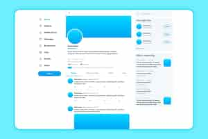 Vettore gratuito modello di tema luce interfaccia twitter