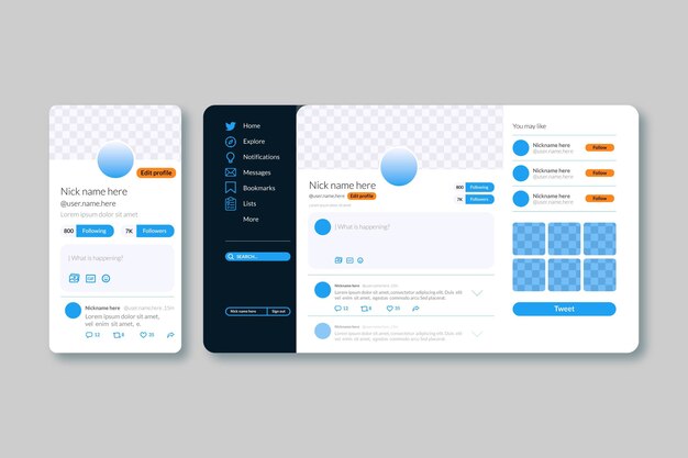 Дружественный шаблон интерфейса Twitter