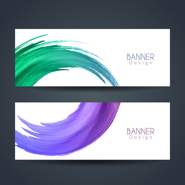 Free vector two abstract banners with watercolors