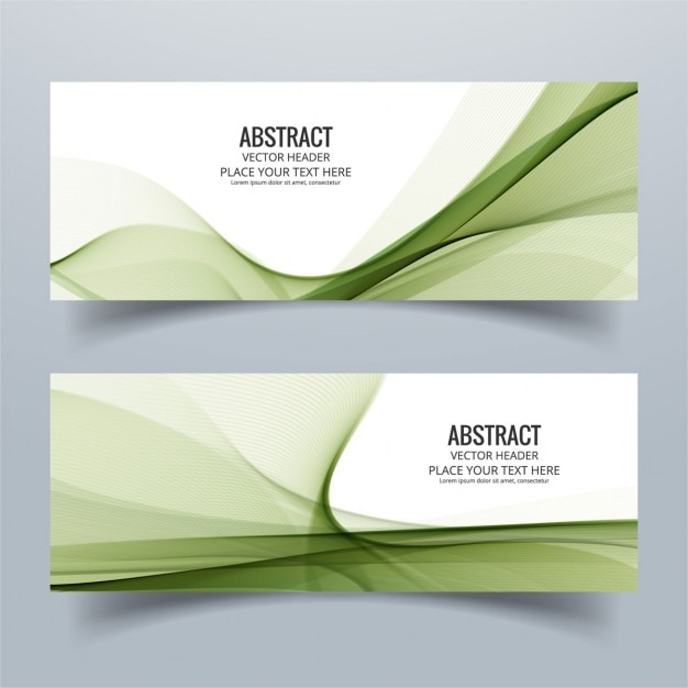 Free vector two abstract banners with wavy green shapes