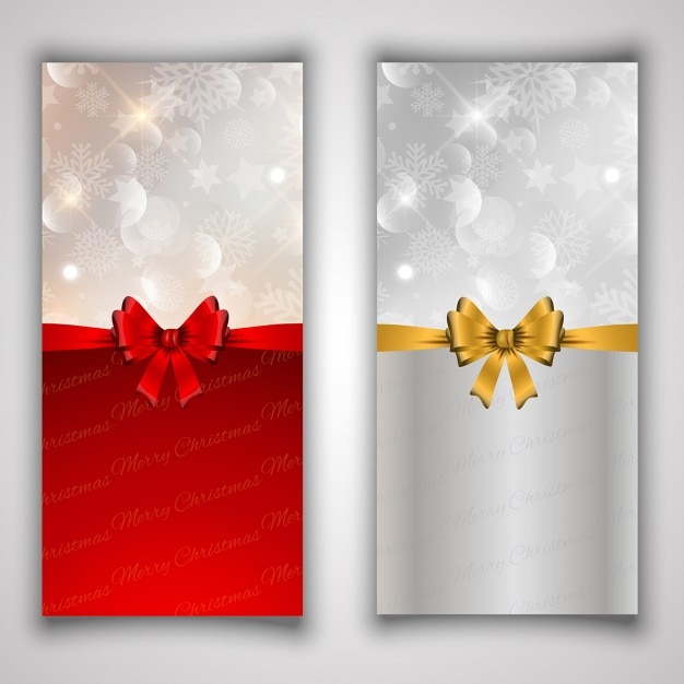 Two banners with bows for christmas