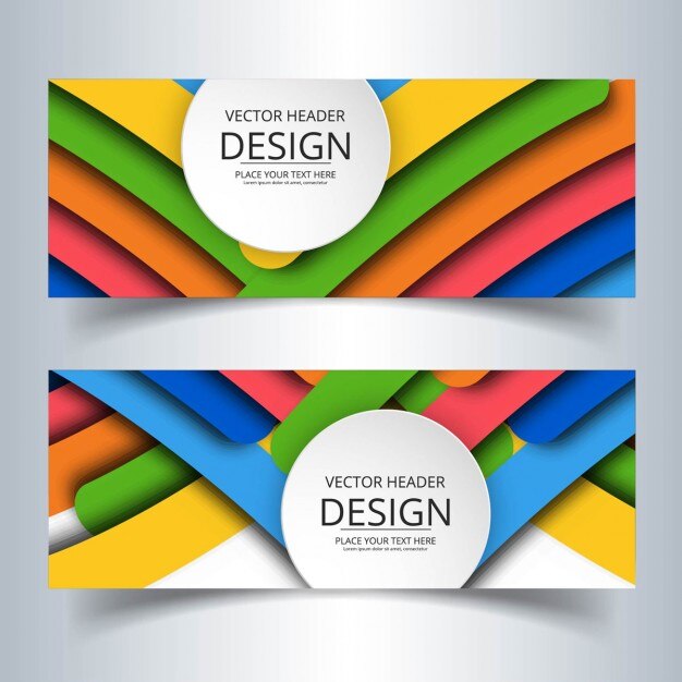 Free Vector two banners with colorful round shapes