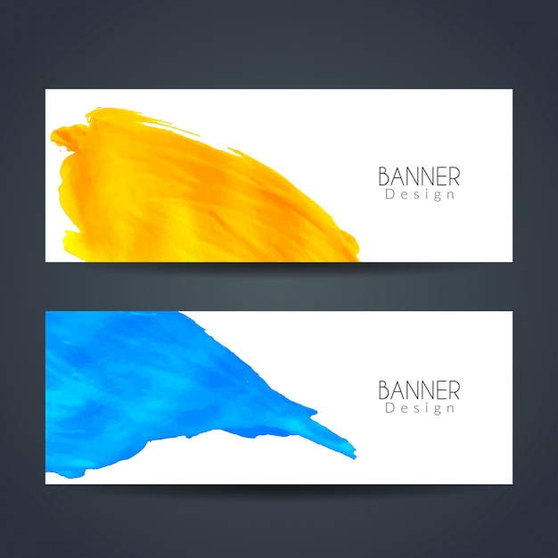 Free vector two banners with watercolors