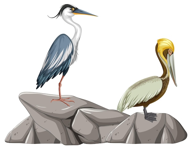 無料ベクター 岩の上に立っている2羽の鳥