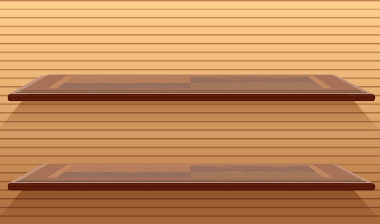 Free Vector two blank wall shelves in cartoon style