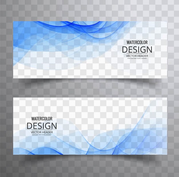 Two blue banners with wavy shapes