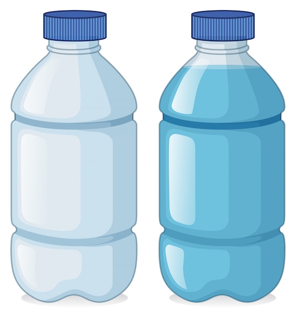 Две бутылки с водой и без нее