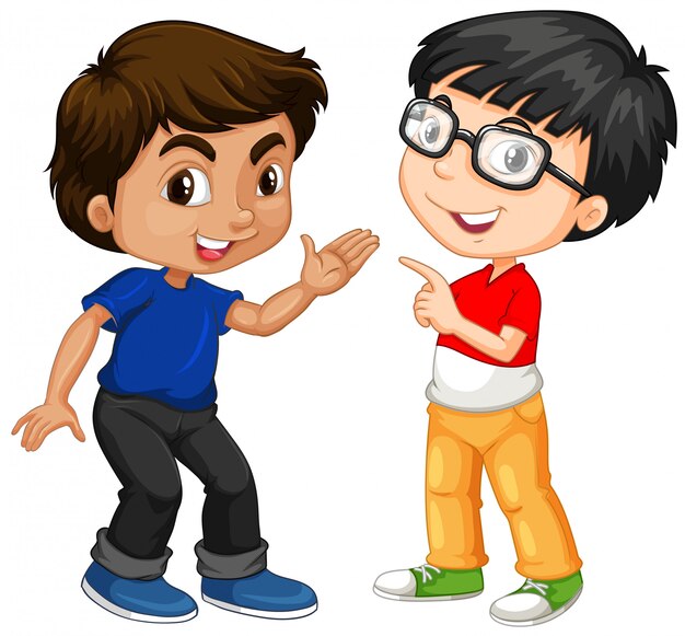 Two boy characters with happy face