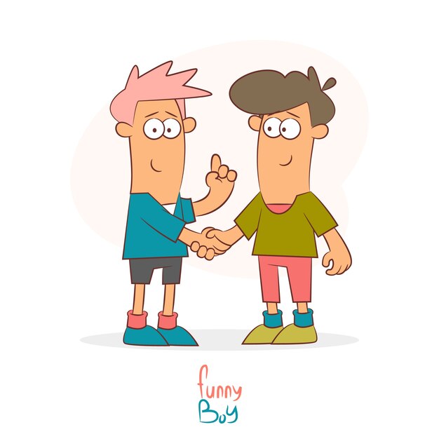 Two boys shaking hands