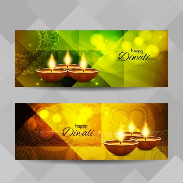 Free vector two bright banners for diwali