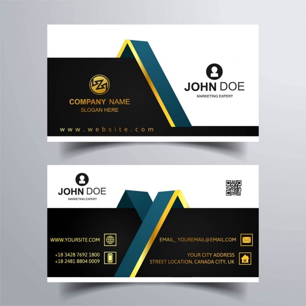 Free vector two business cards with gold ornaments