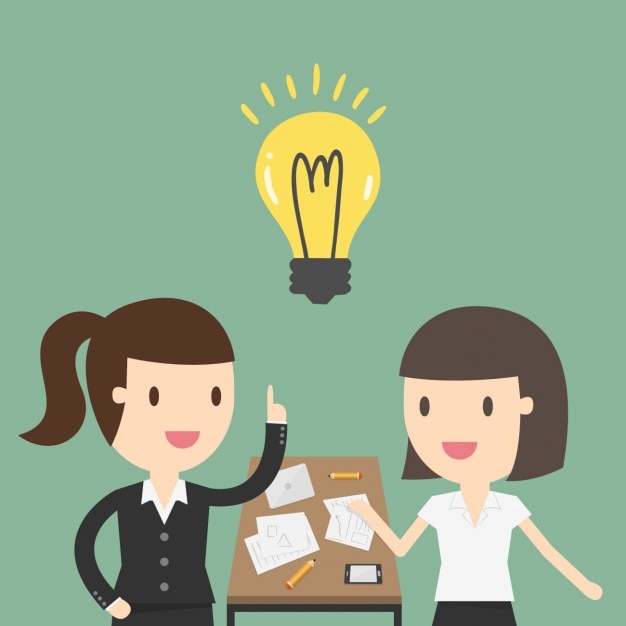 Бесплатное векторное изображение Два деловых женщин, работающих в офисе