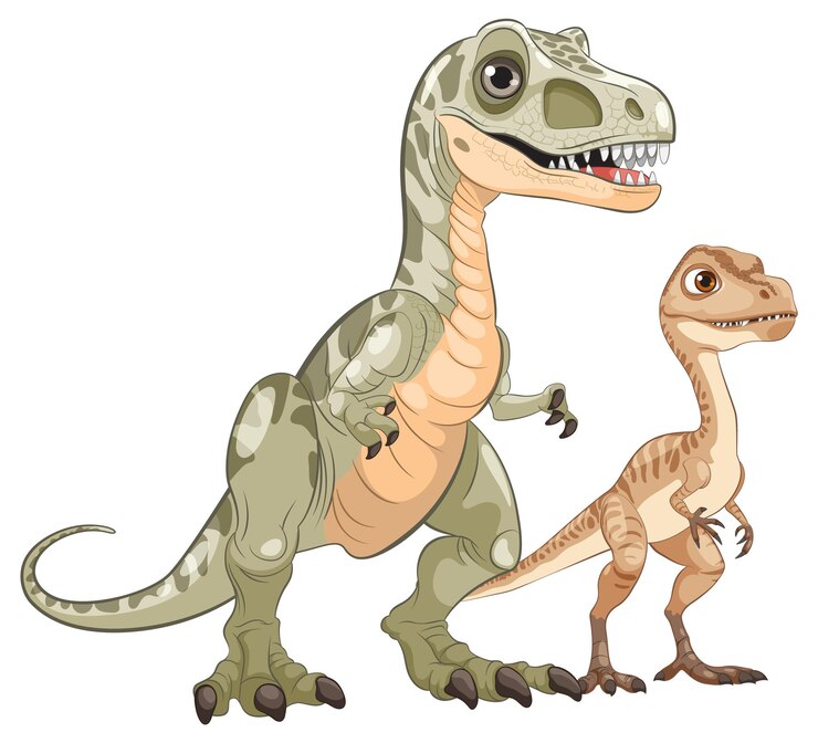 Free Vector two cartoon dinosaurs together