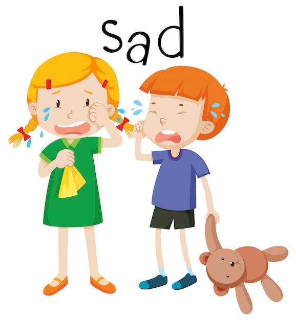 Vettore gratuito emozione triste di due bambini