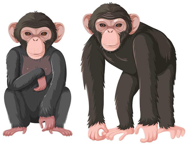 Free vector two chimpanzee isolated on white background