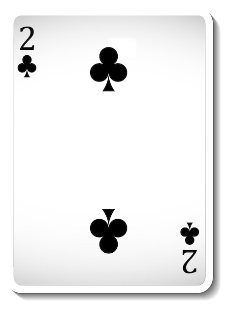 Free vector two of clubs playing card isolated