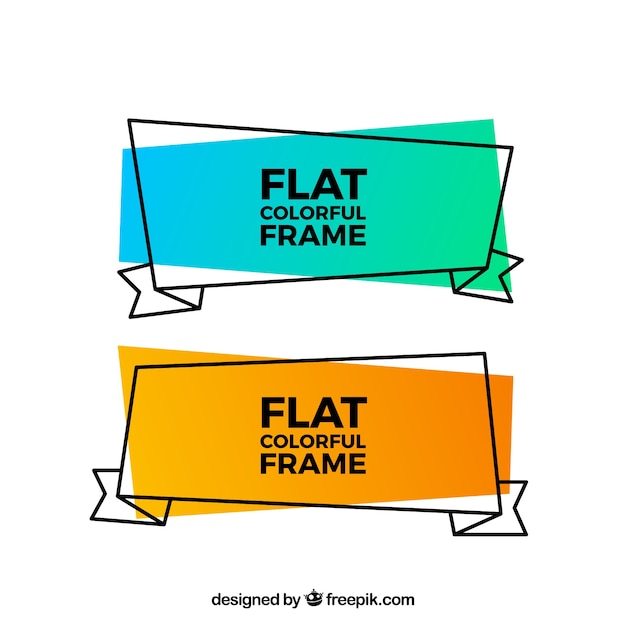 Free vector two colorful flat frames
