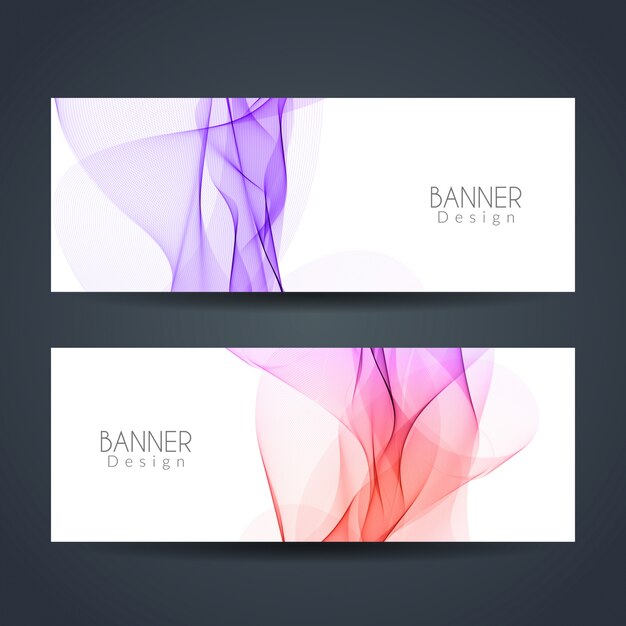 Two colorful wavy banners design