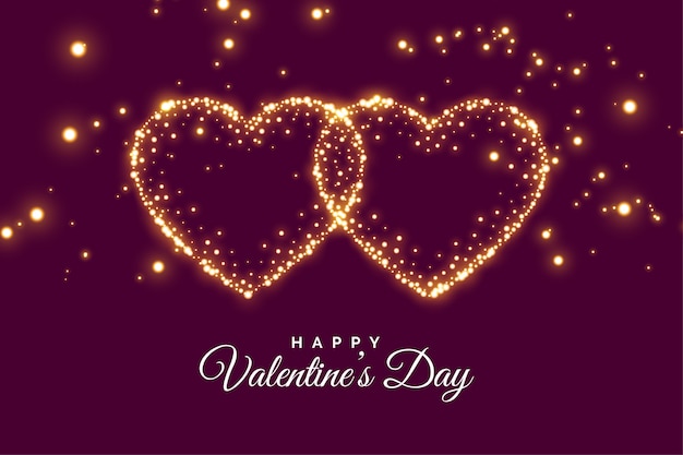 Free vector two connected sparkle hearts valentines day greeting card