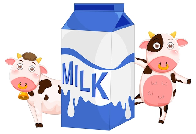 Free vector two cows holding milk box